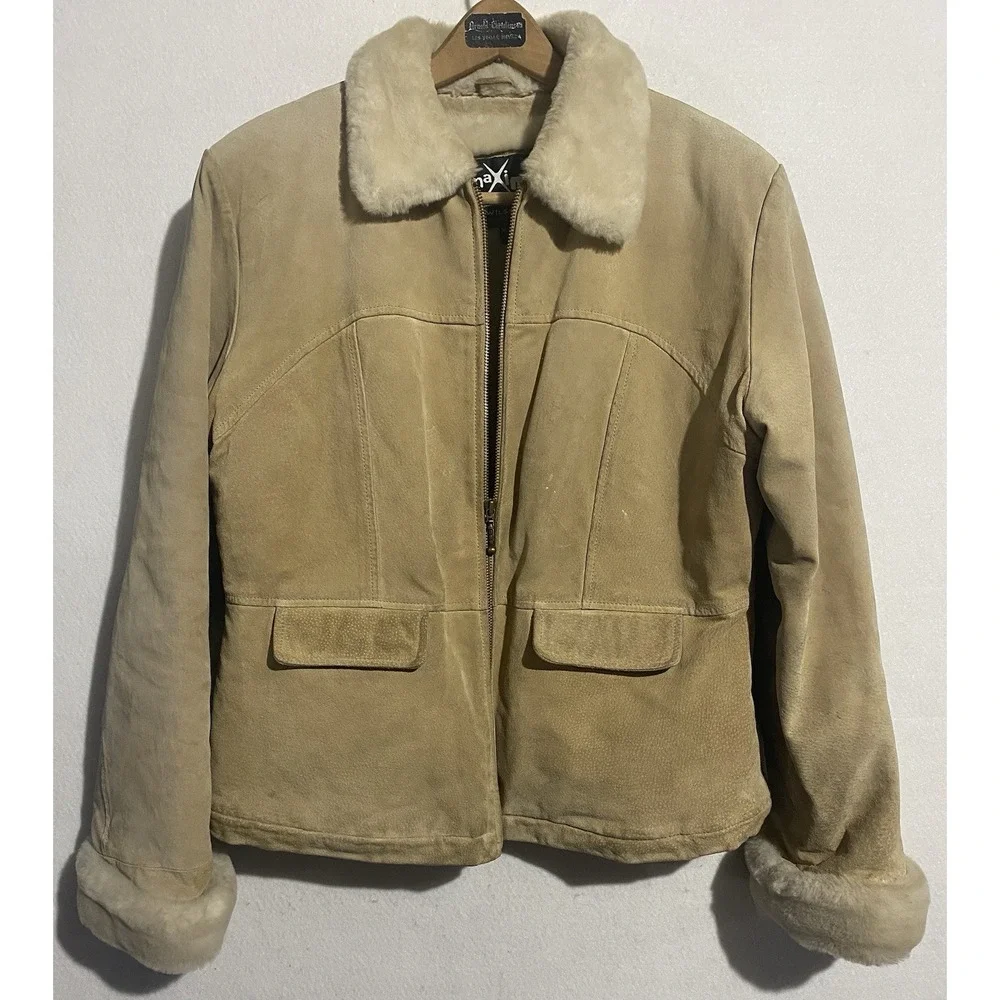 Wilson's Leather Maxima Suede Coat Faux‎ Fur Luxury Women XL Comfort